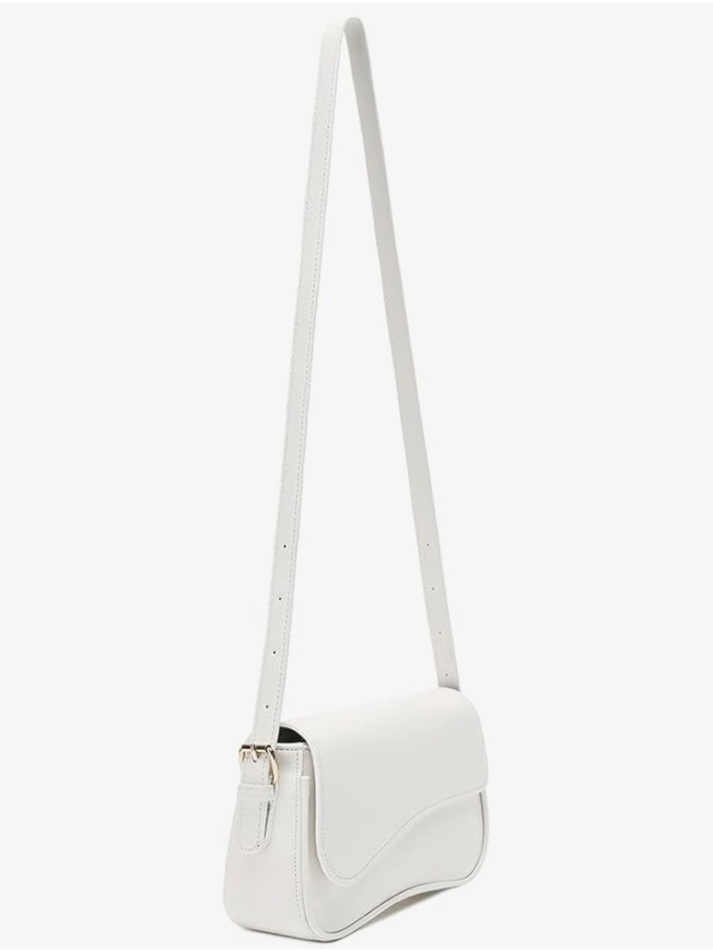 White Shoulder Bag - Minimal Leather Crossbody - Picture 2 of 3